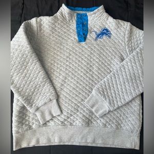 DETROIT LIONS (NFL) women’s football quarter button up thick sweatshirt fleece